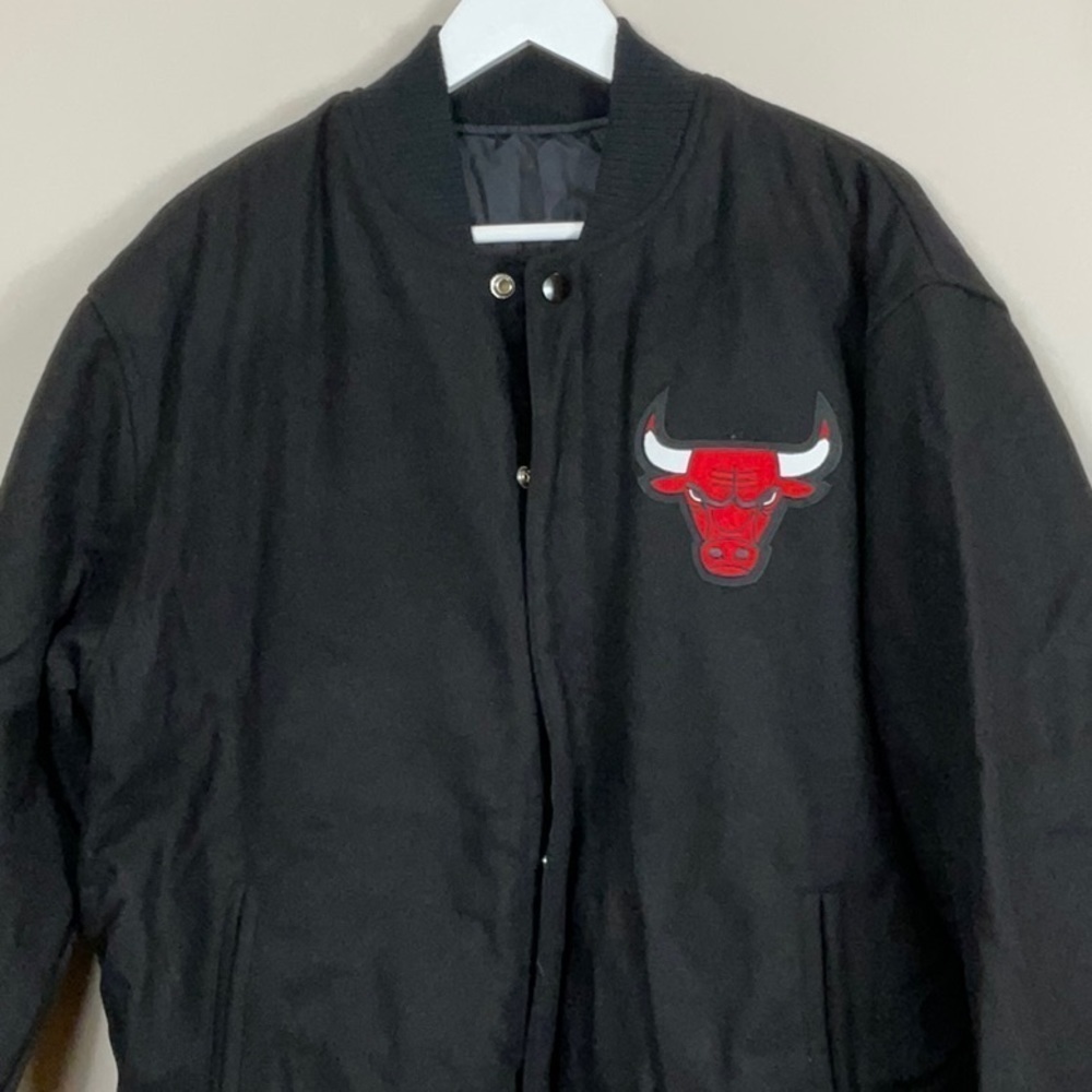 Chicago Bulls JH Design Reversible Embroidered Wool Full-Snap Jacket - Black - Picture 3 of 8